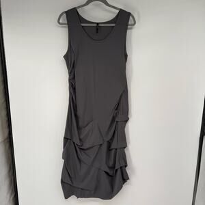 Porto Ruched Hem Tank Dress Women's Size 3 / L Gray Pullover Quiet Luxury